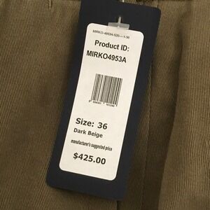 Incotex NWT Men's Pants Cotton Wool Mirko M Pattern‎ Size 36 Dark Beige Chinos